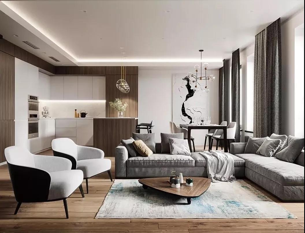 126m²现代风新房装修,采用一种清新、时尚的色调