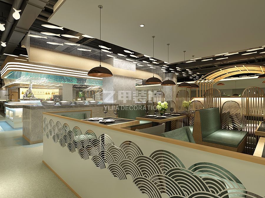 成都海鲜餐厅设计|海鲜烤肉自助餐厅设计_汉丽轩海鲜