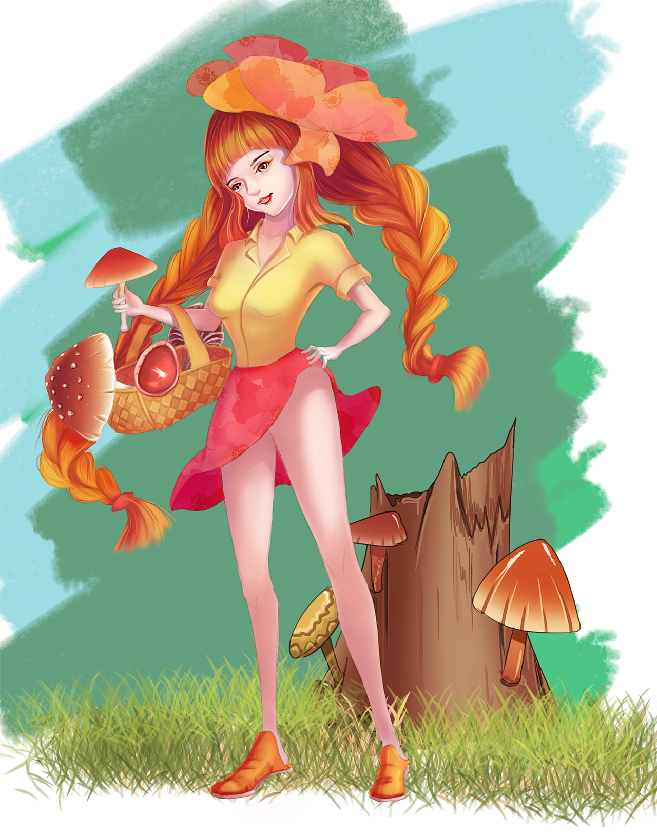 采蘑菇的小姑娘