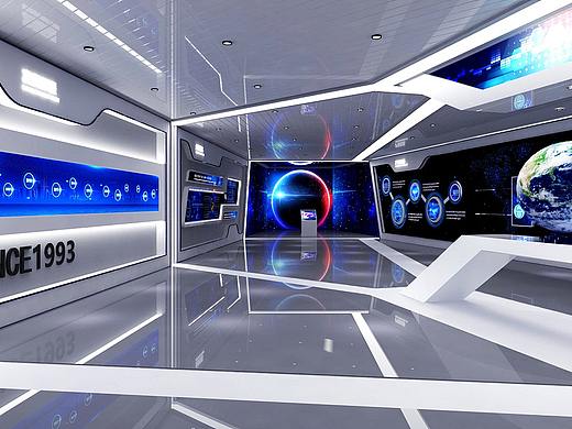 科技未来时尚公司企业展厅3d效果图设计制作