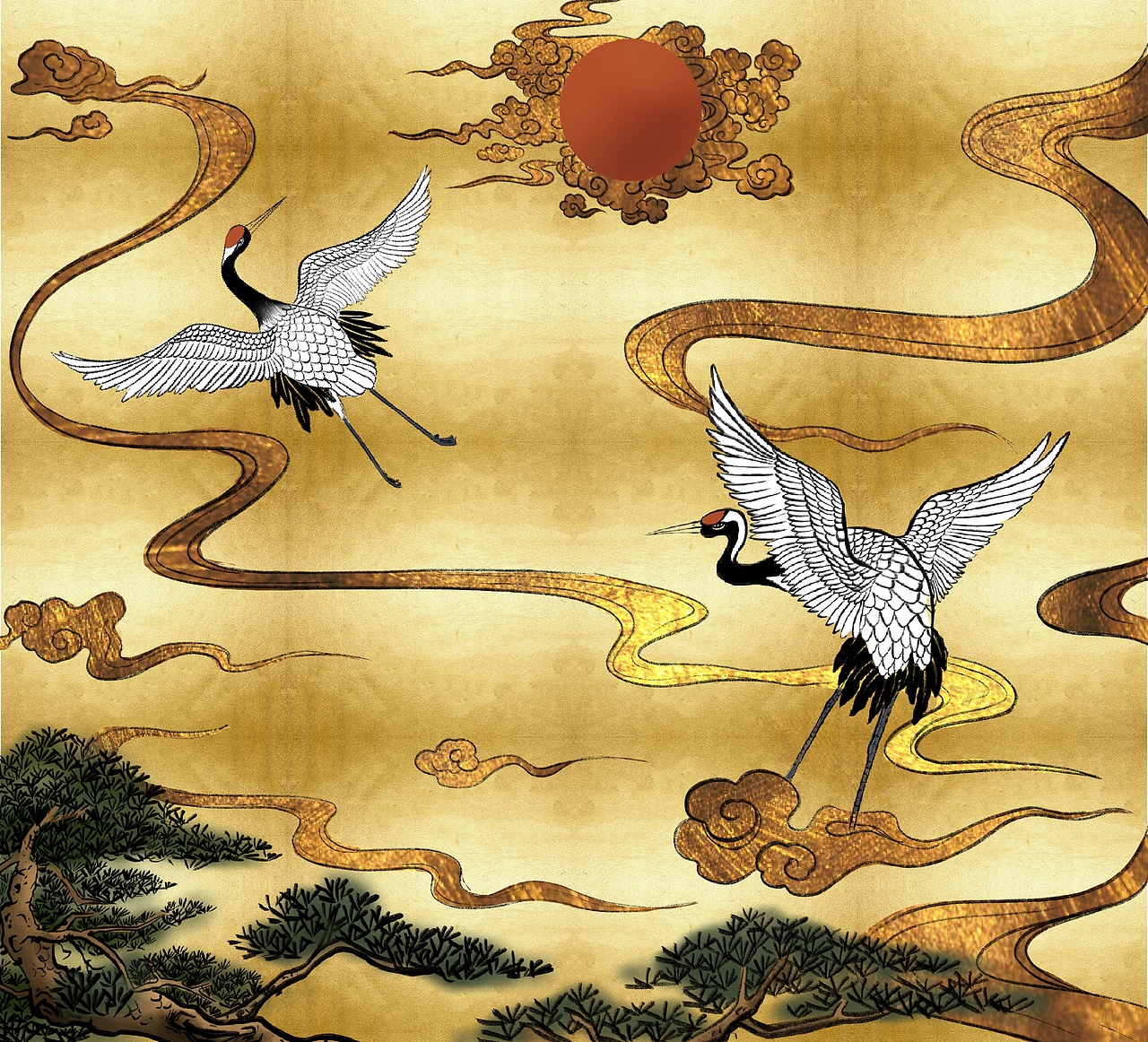 【国风】丹鹤朝阳（图ZMjAwMjMyNDA4） - 创作习作 - 站酷设计师太傅小白DLin原创素材 - 站酷ZCOOL