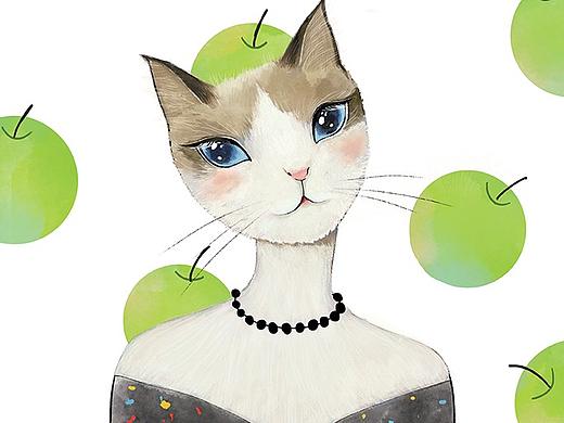 为苹果起泡酒“第九只猫”画的包装