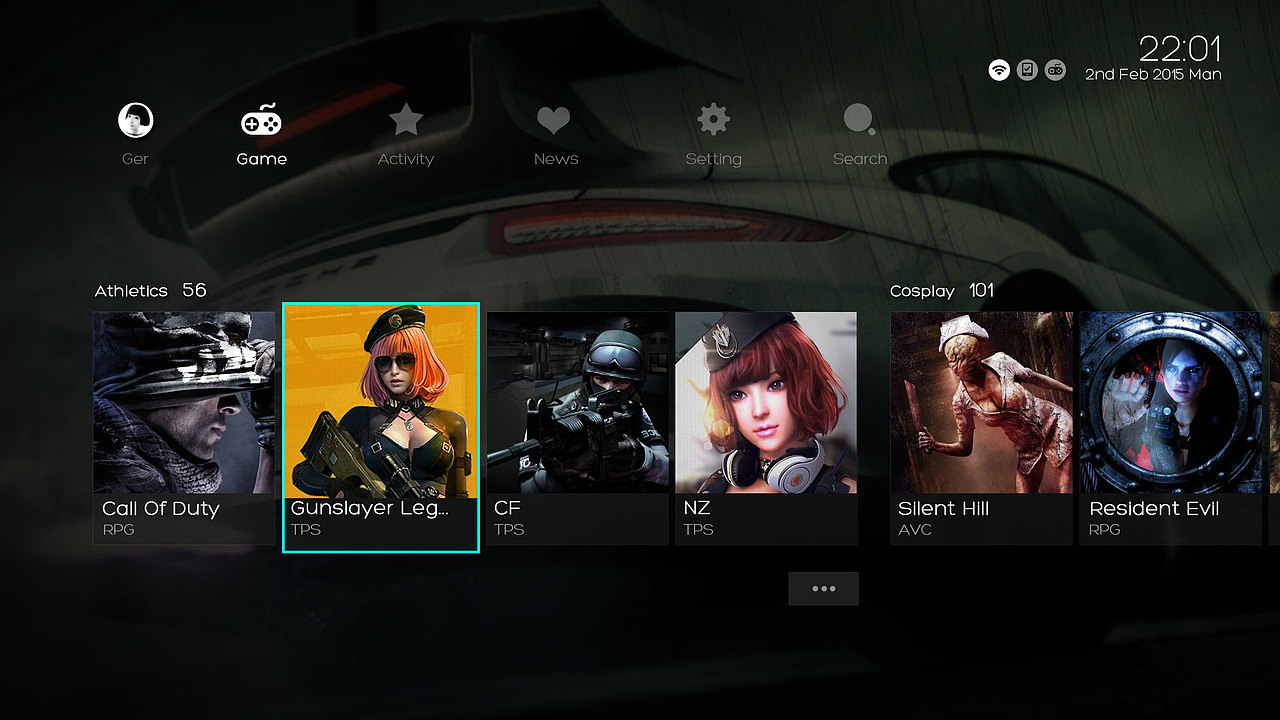 电视游戏大厅概念稿（图ZMzM0MjQ5ODQ=） - APP界面 - 站酷设计师gerwang原创素材 - 站酷ZCOOL