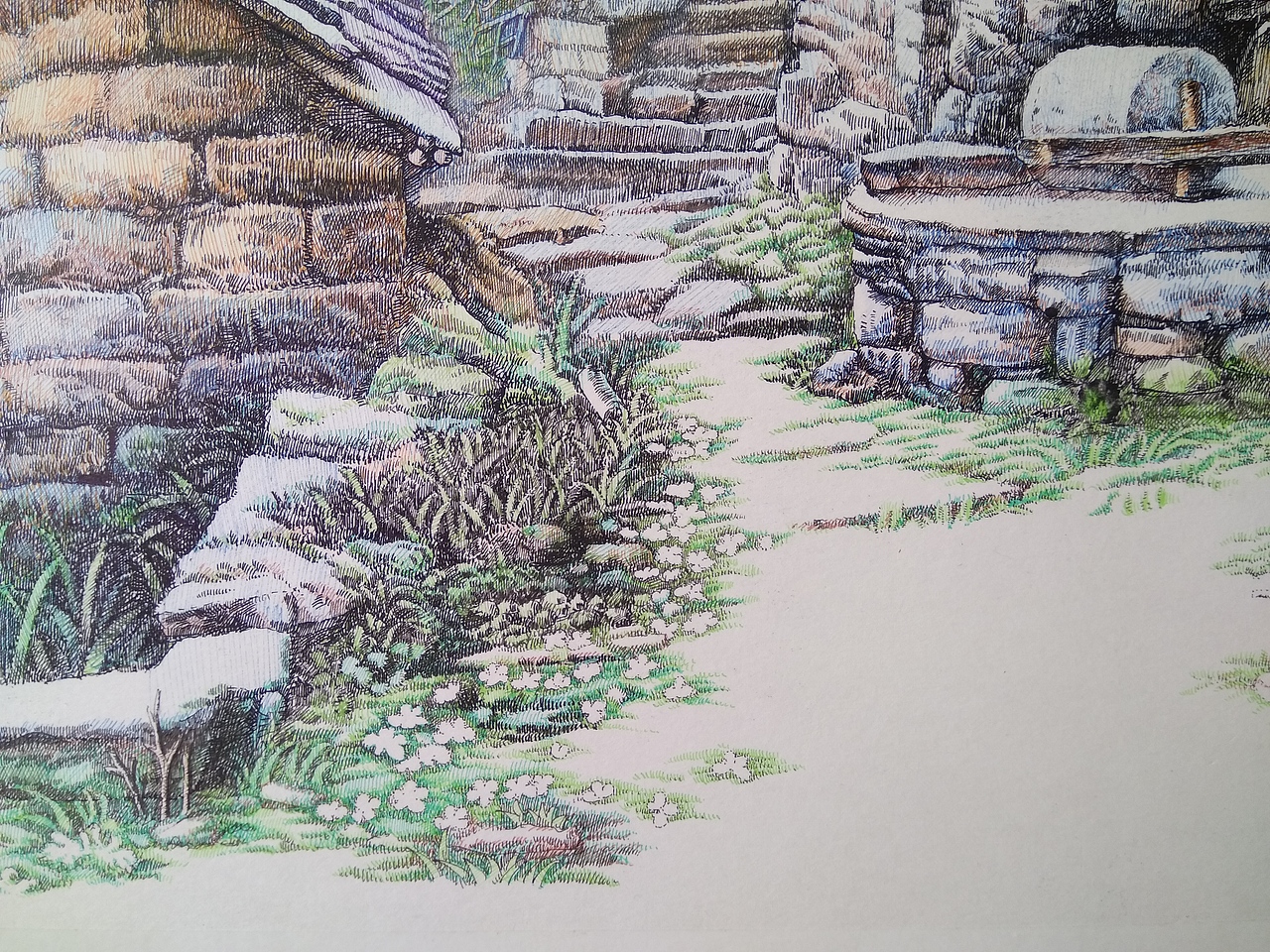 汤向的彩色钢笔画《晨曦》75x50厘米800g卡纸（图ZNzQ4MDIxNDA=） - 绘画 - 站酷设计师汤向钢笔画原创素材 - 站酷ZCOOL