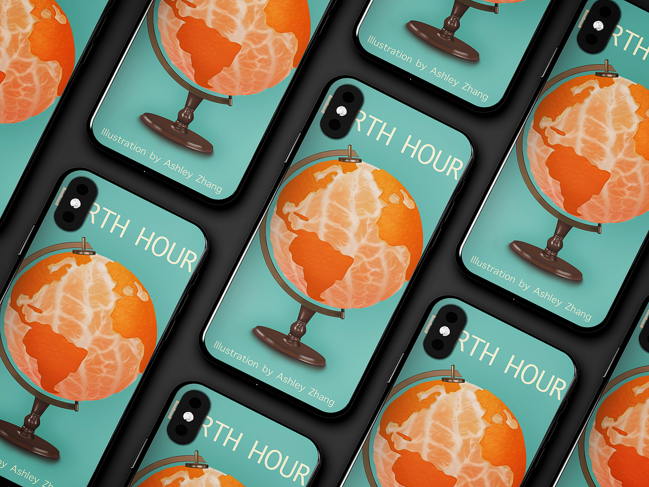 “地球一小时”主题超写实插画