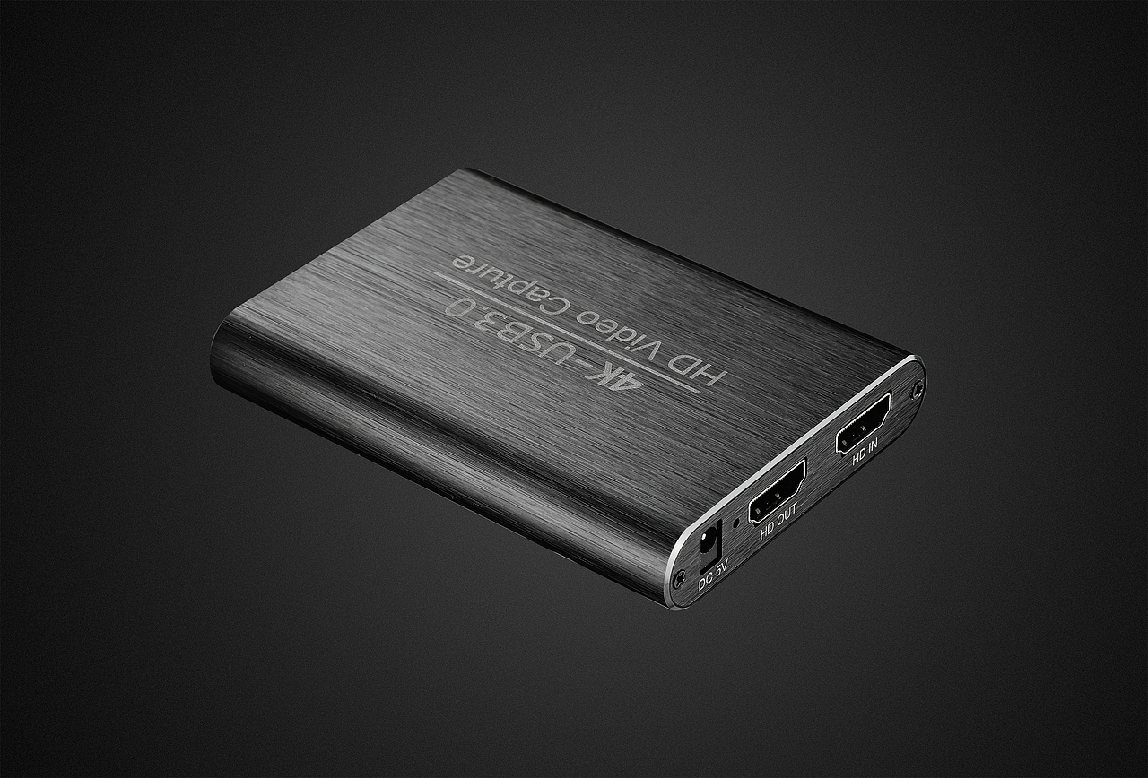 亚马逊电商黑色金属拉丝材质采集卡产品白底图拍摄原图