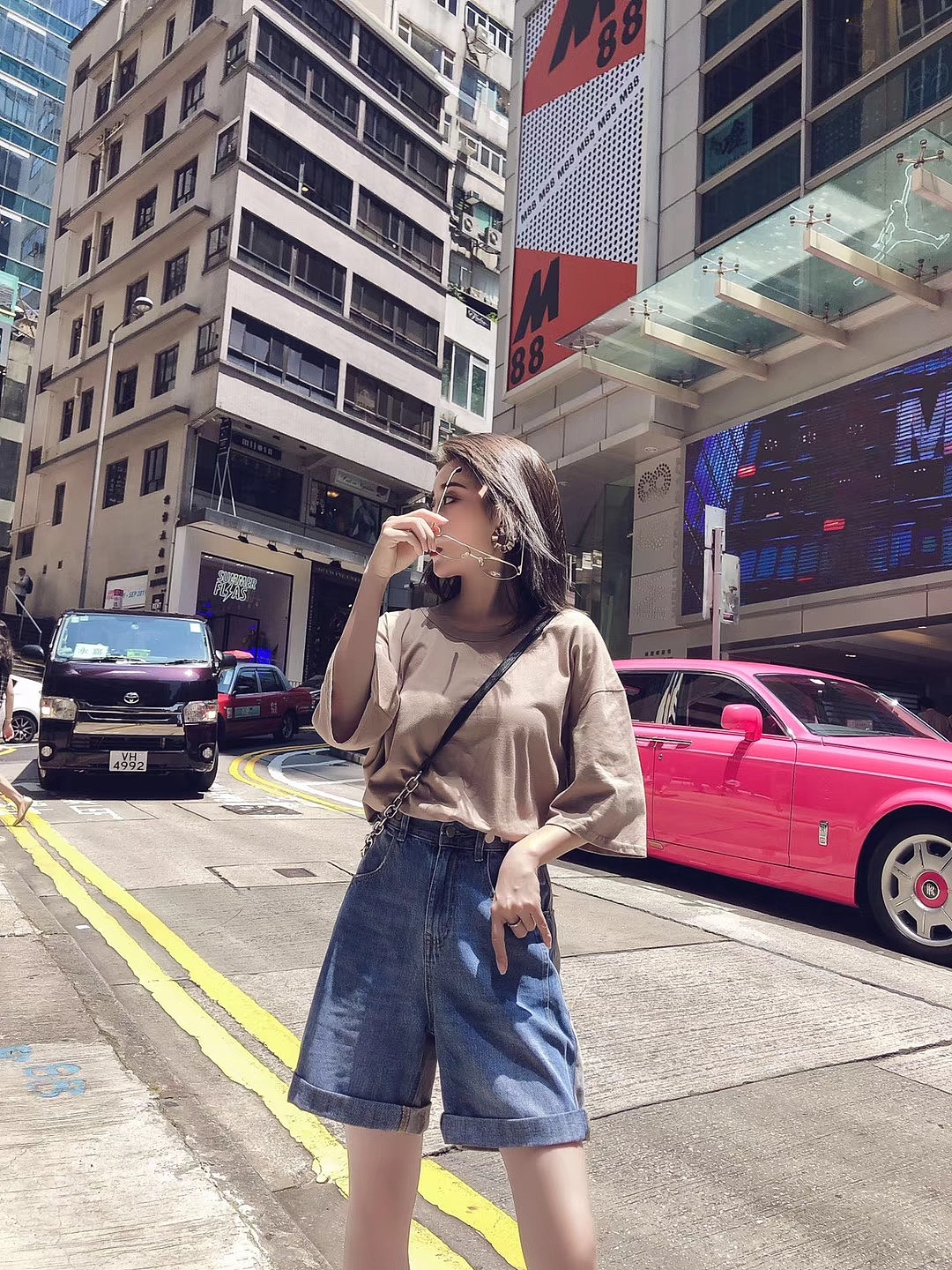 模特希文 香港旅 拍背带裤拍摄 牛仔裤拍摄 短裤拍摄