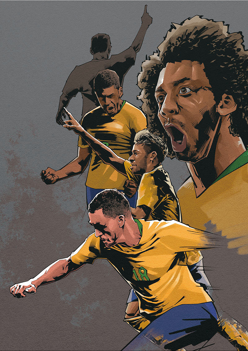 转转与巴西足协合作的几张世界杯主题插画