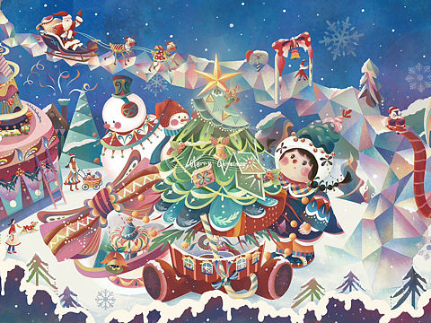《圣诞夜Merry Christmas!🎁》原创插画