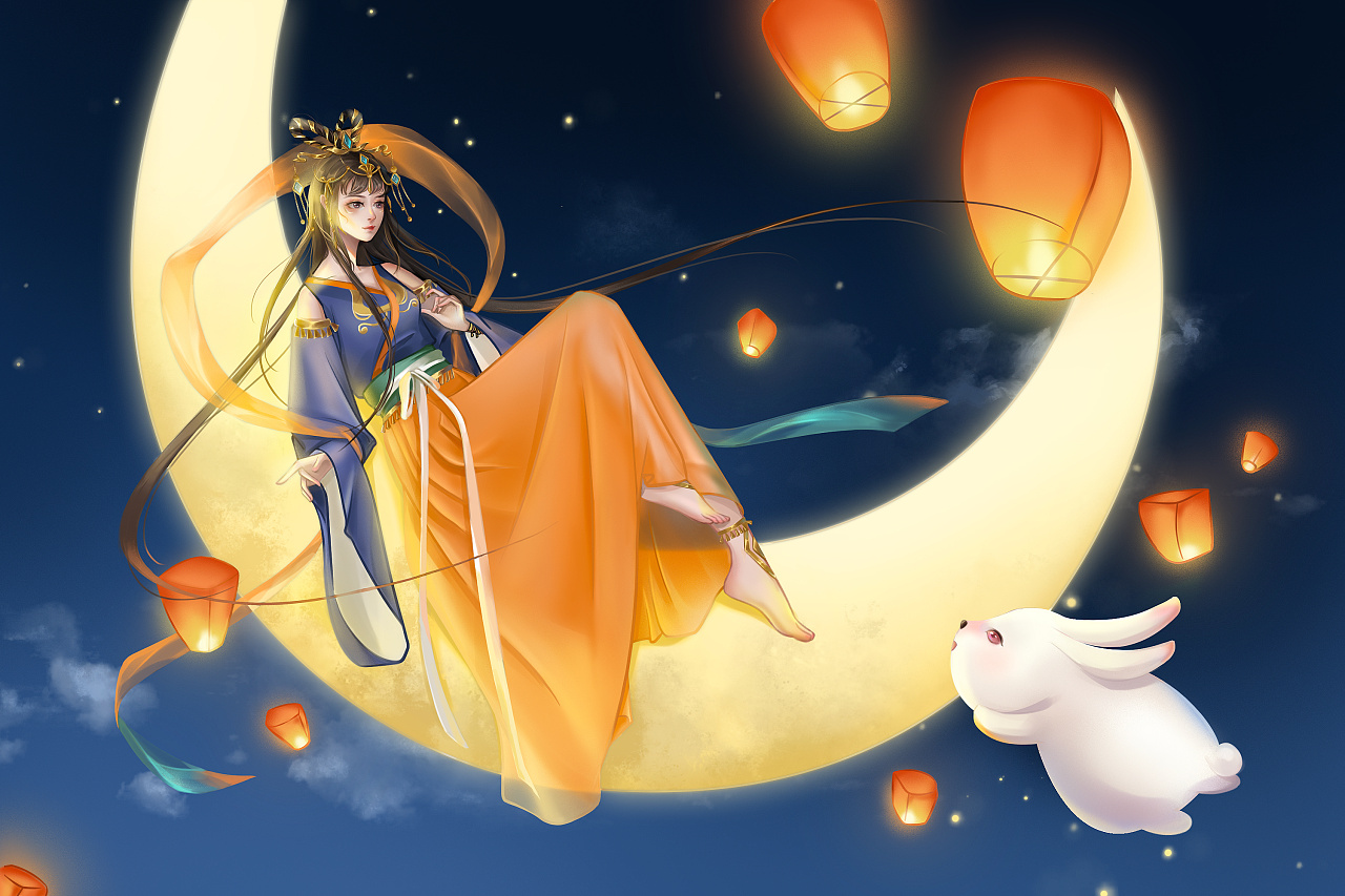 坐在月亮上的嫦娥