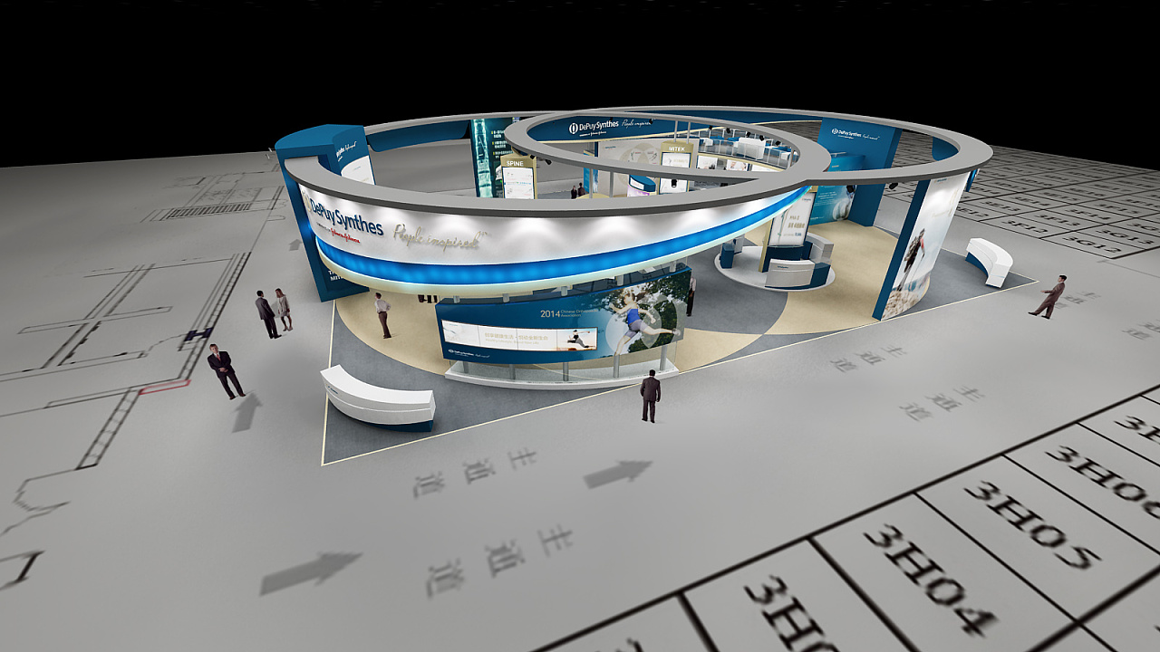 圆形交汇结构展台设计