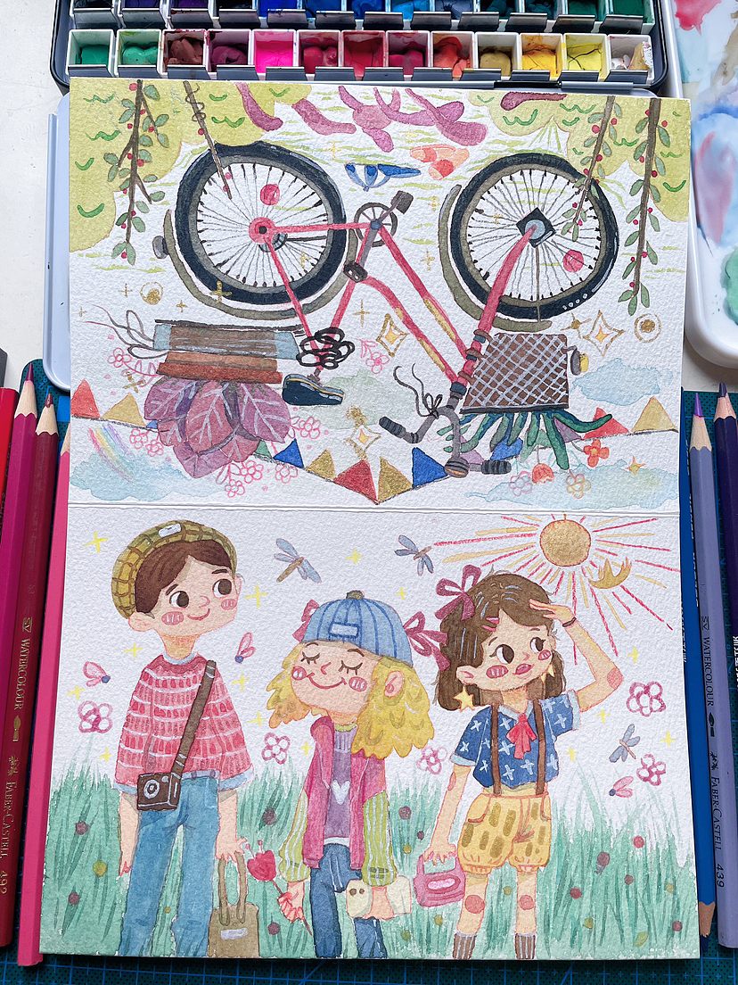 手绘插画/水彩/彩铅/儿童绘本插画