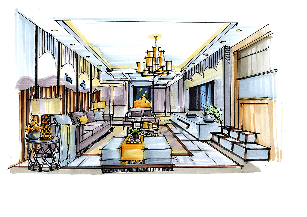 客厅空间手绘云南昆明手绘培训