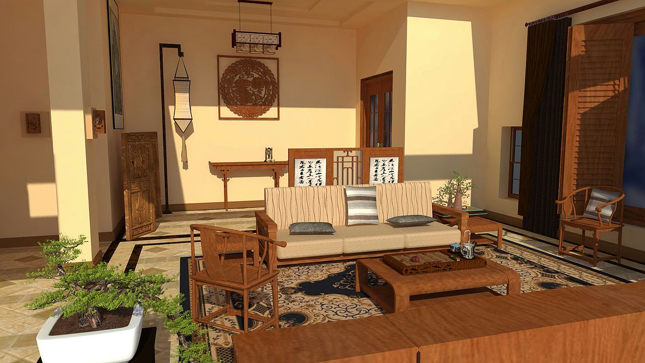 sketchup草图大师效果图----室内中式