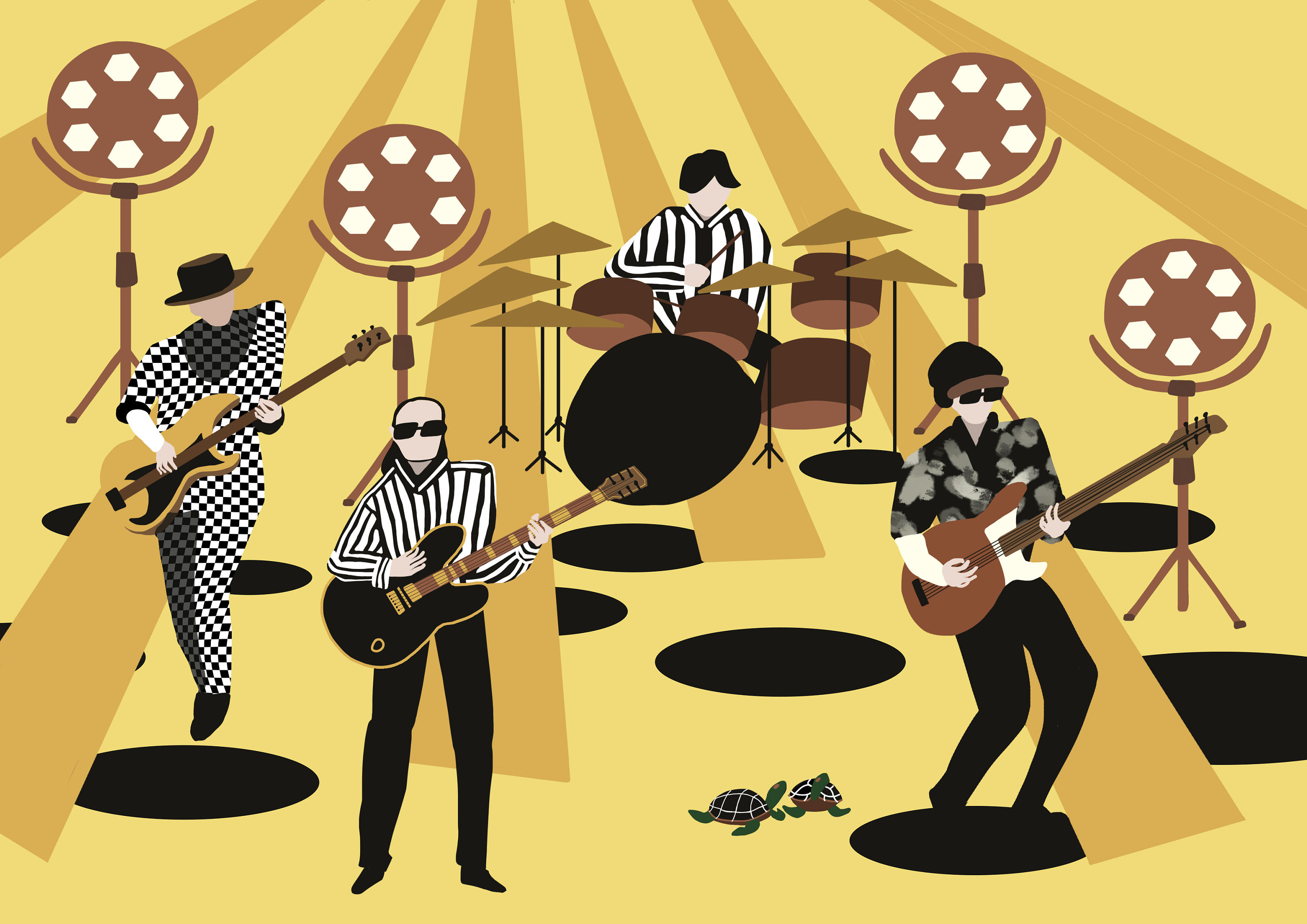 小可爱乐队演奏场景素材插画下载Little Cute Band – Vector Illustration-设计石代