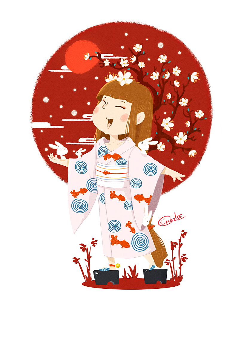 和风系列（图ZMTUzNTYzNzI=） - 儿童插画 - 站酷设计师查尔斯的FOX星球原创素材 - 站酷ZCOOL