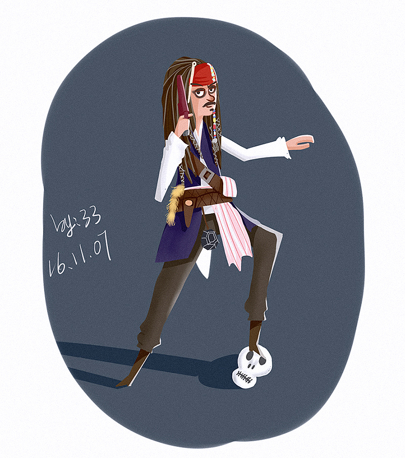 男神电影角色卡通绘画