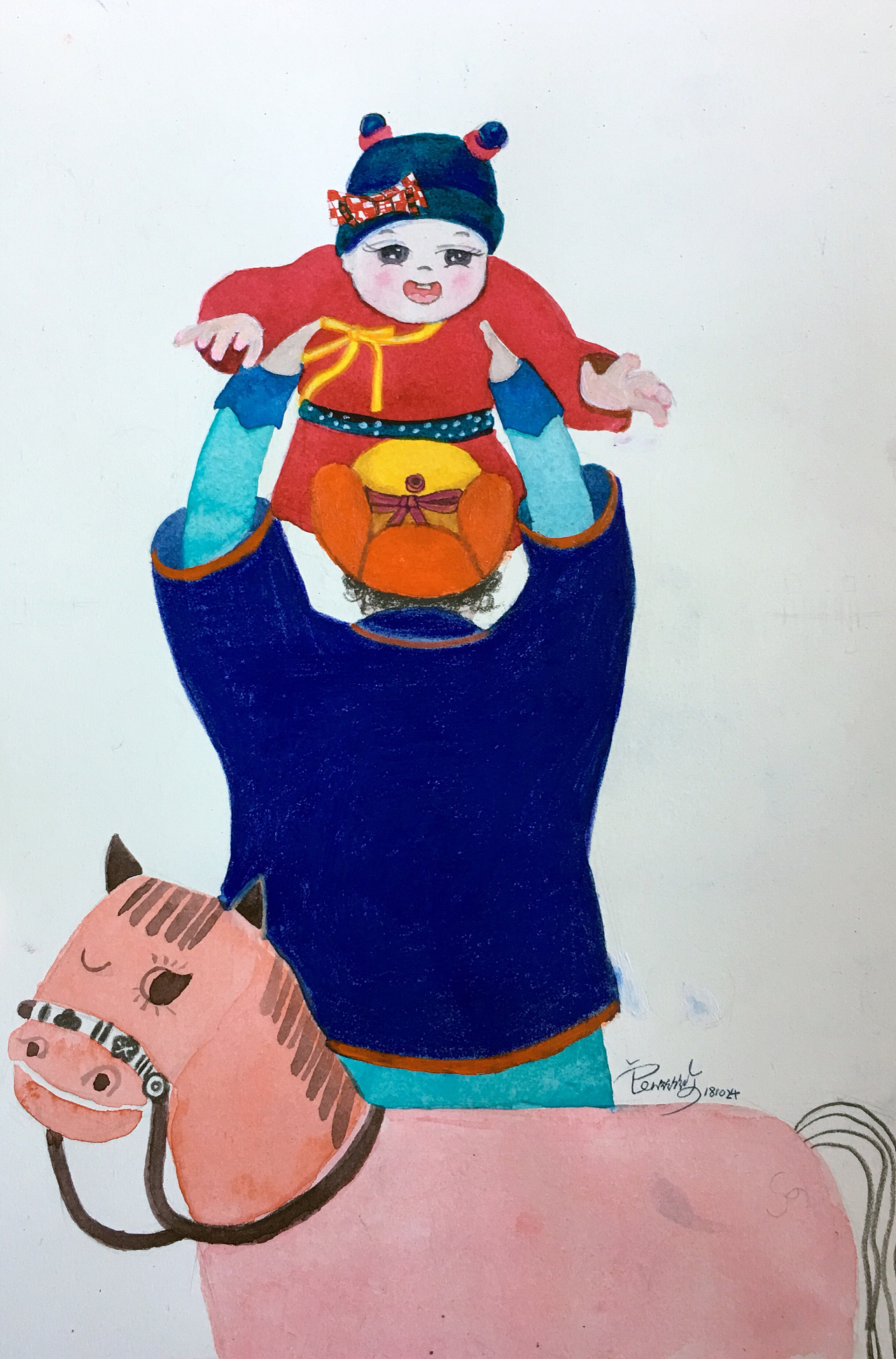 蒙古族人儿童画图片