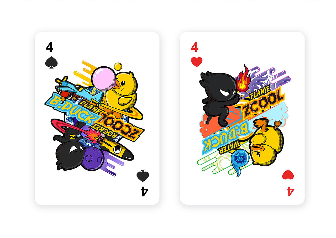B.Duck小黄鸭 x ZCOOL站酷联名扑克（图ZMTc2MDk4NTg0） - 商业插画 - 站酷设计师BENROW原创素材 - 站酷ZCOOL