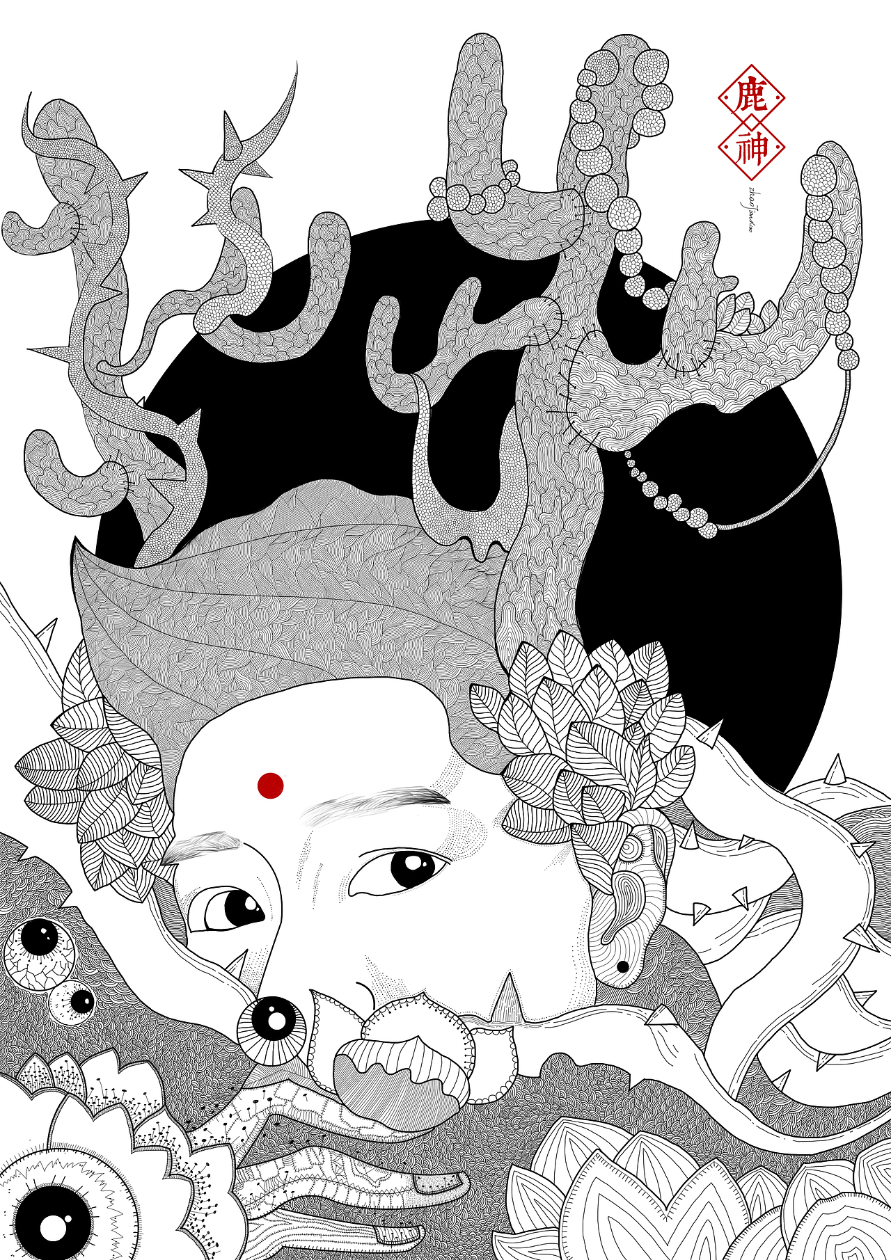鹿神（图ZMTM2Mzg1ODUy） - 商业插画 - 站酷设计师谷一南原创素材 - 站酷ZCOOL