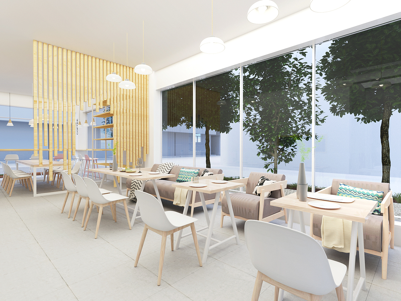 工装 | RJSJ STUDIO 咖啡厅方案/北欧/90㎡