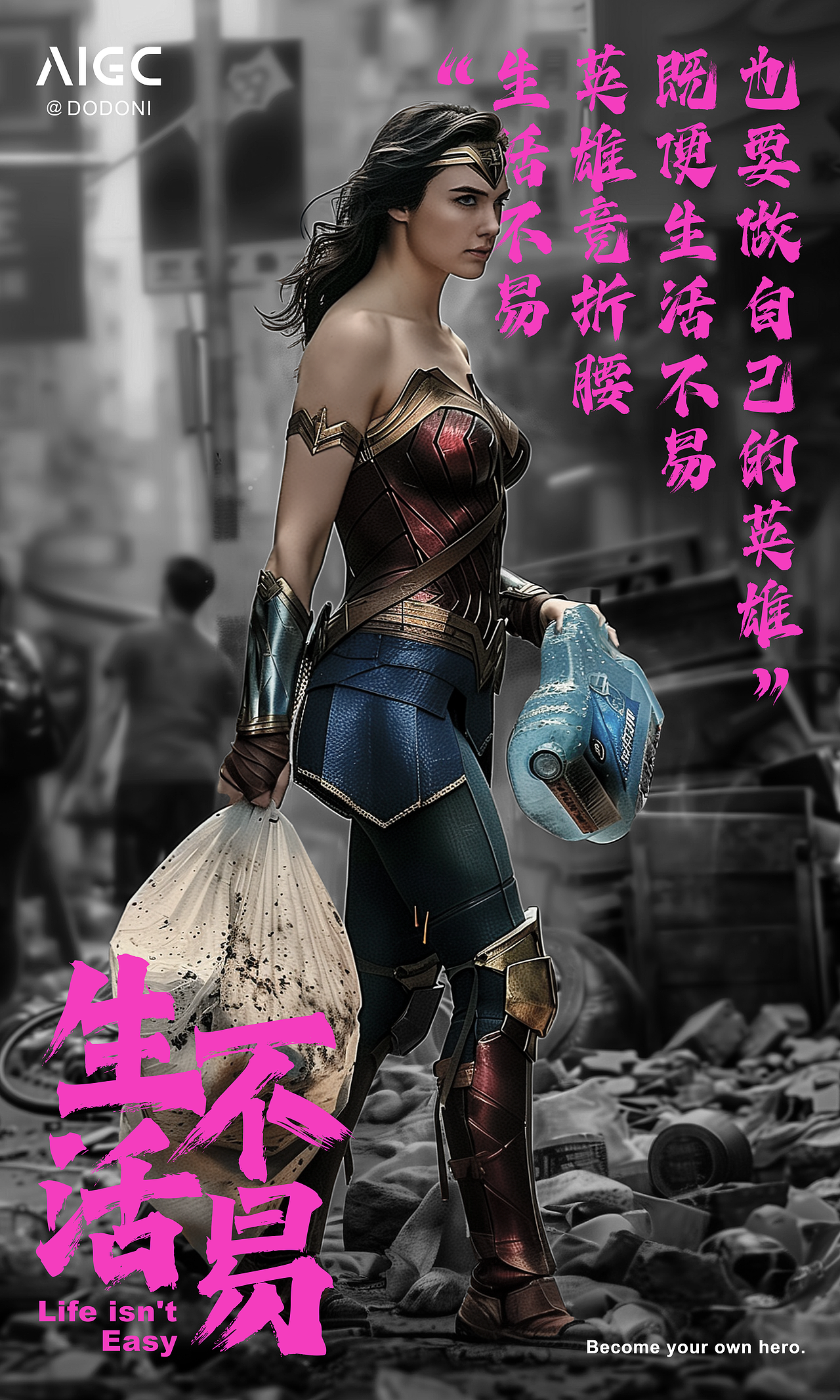 AIGC-《生活不易》创意海报创作（图ZMzY0ODQ0MDM2） - AI作品 - 站酷设计师设计师DODONI原创素材 - 站酷ZCOOL