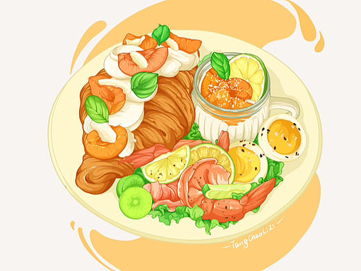线稿风手绘美食