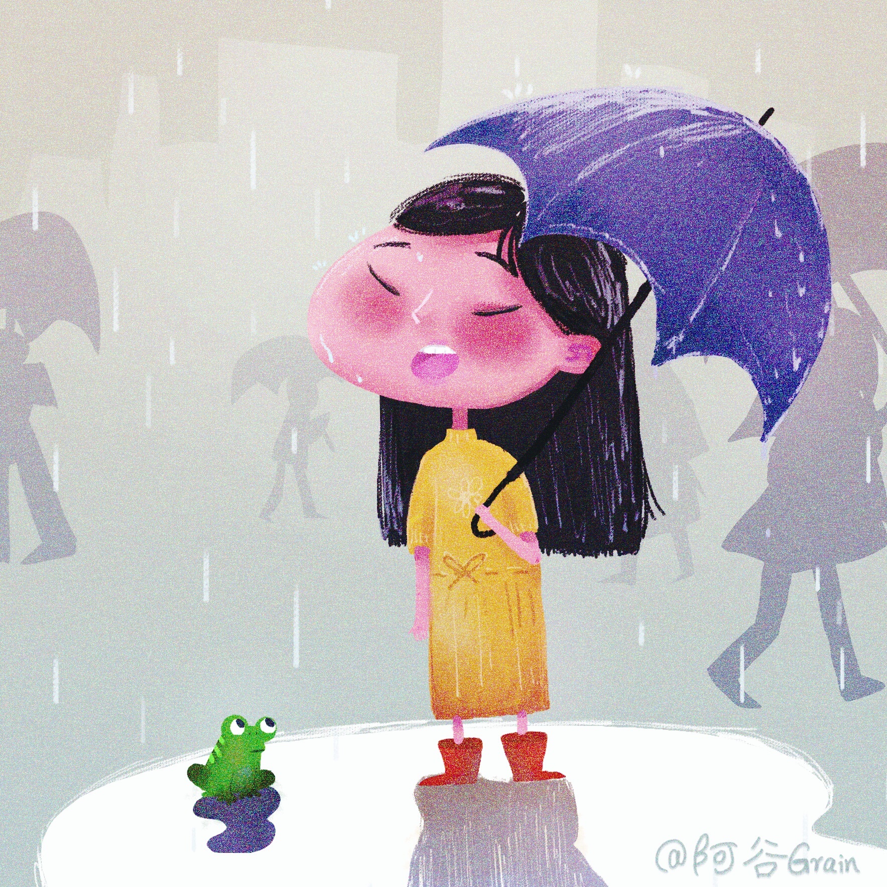 下雨啦~|插画|儿童插画|九文雨 - 原创作品 - 站酷 (ZCOOL)
