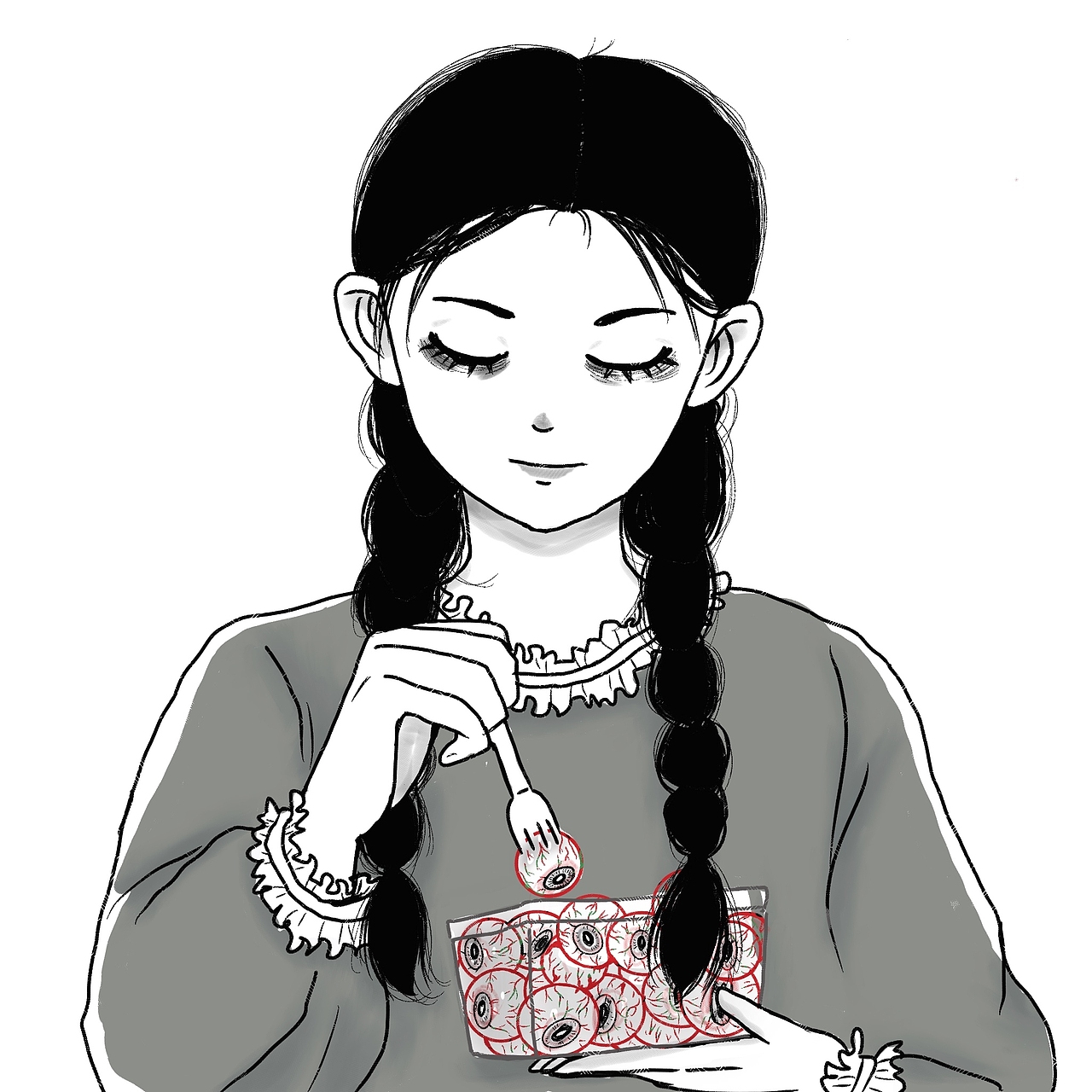 画了一组黑白头像