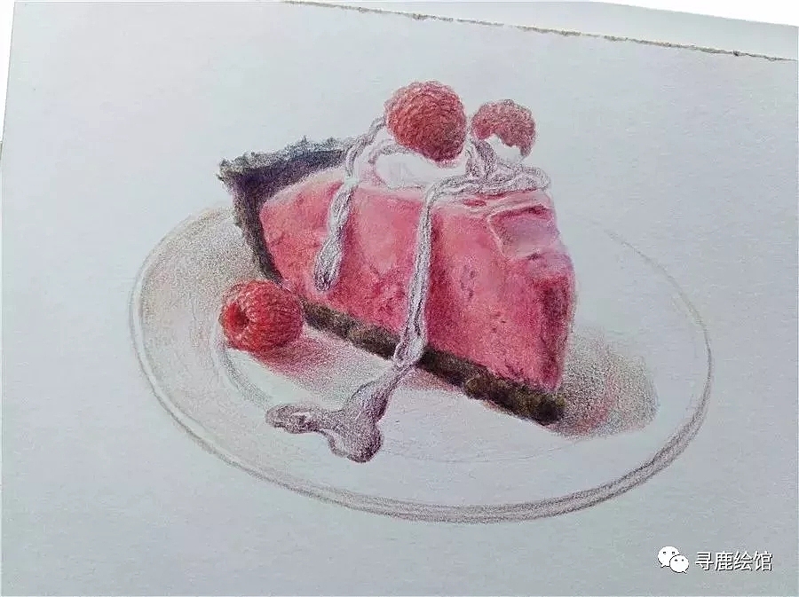 【寻鹿绘馆】何老师彩铅教程之树莓蛋糕（图ZMjAyMjMyMDgw） - 绘画 - 站酷设计师墙角笔触原创素材 - 站酷ZCOOL