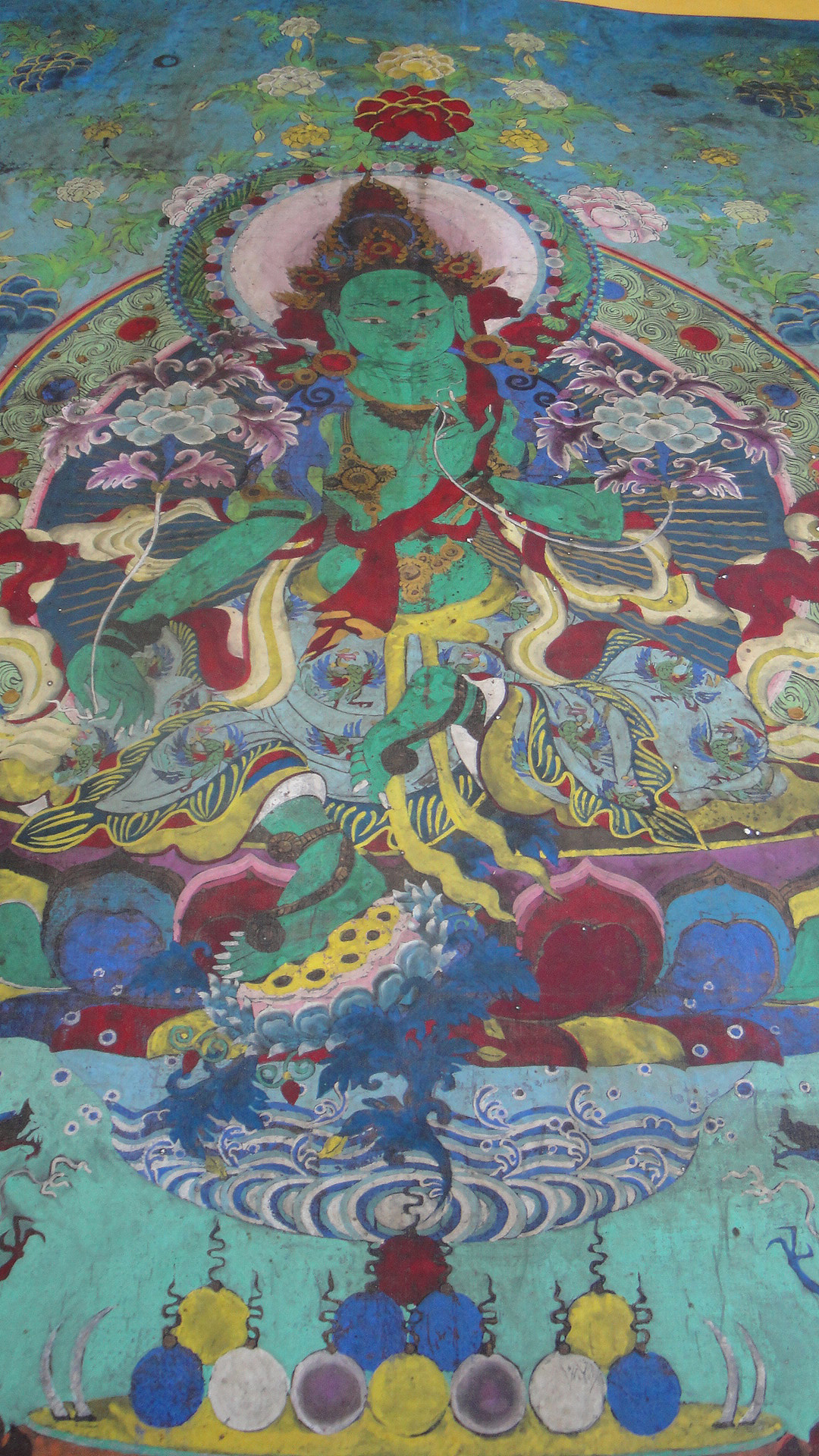 原创手绘唐卡绿度母两幅