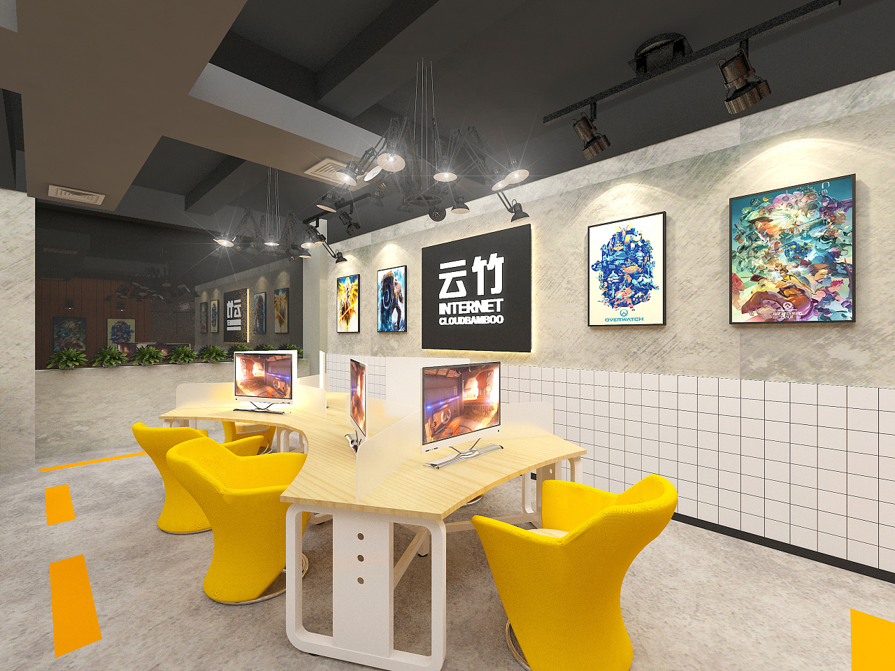 昆明网咖装修设计——现代风格|空间|家装设计|哲创餐饮空间设计 - 原创作品 - 站酷 (ZCOOL)