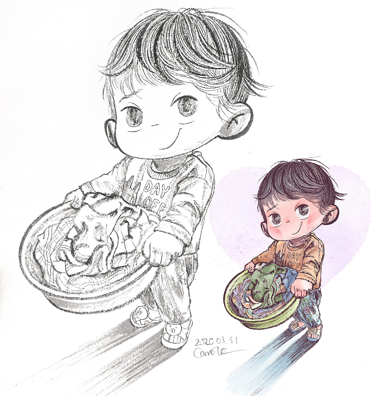 毛笔手绘ps淡彩