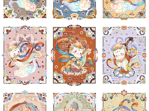 原创IP插画🌟敦煌龙龙9张（全）