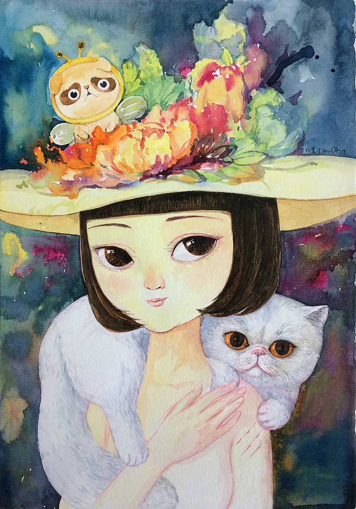 猫女与花（图ZMjc4MjI4ODA=） - 商业插画 - 站酷设计师吉里原创素材 - 站酷ZCOOL