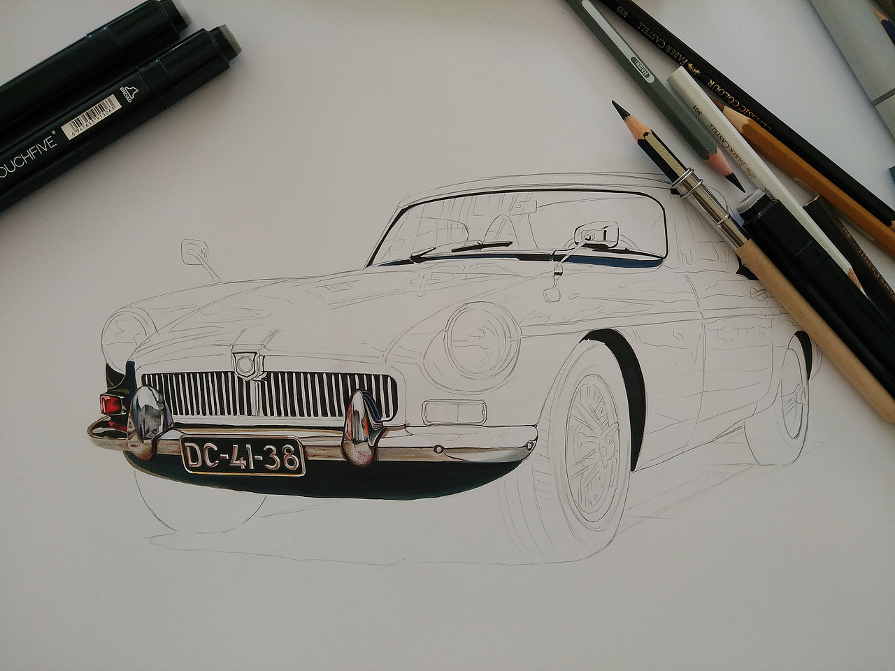 马克笔汽车手绘mgmgb19621980