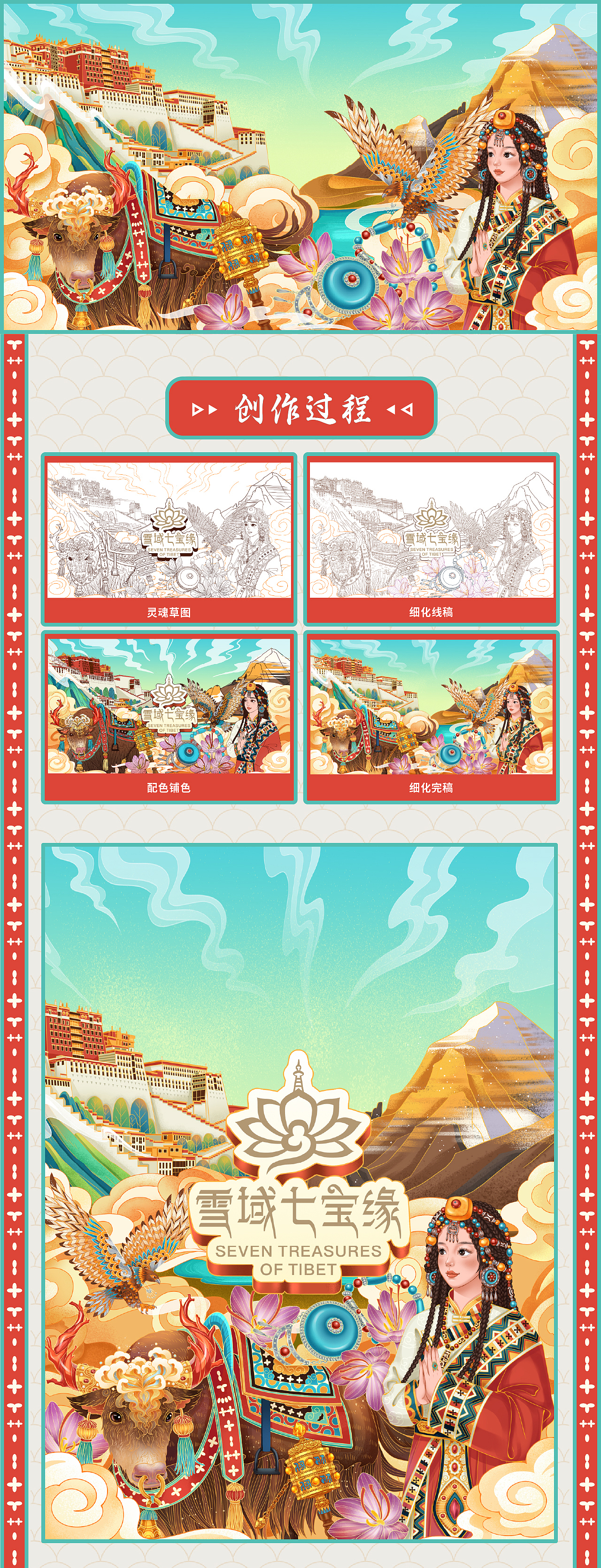 雪域藏族珠宝品牌插画