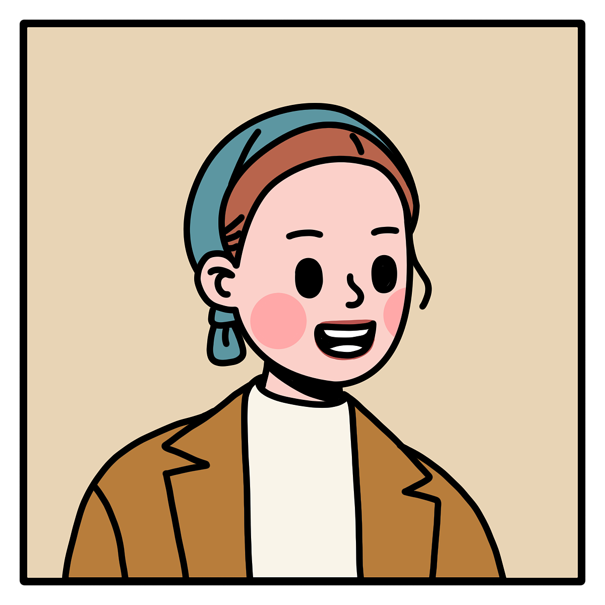 线条风格卡通女孩头像