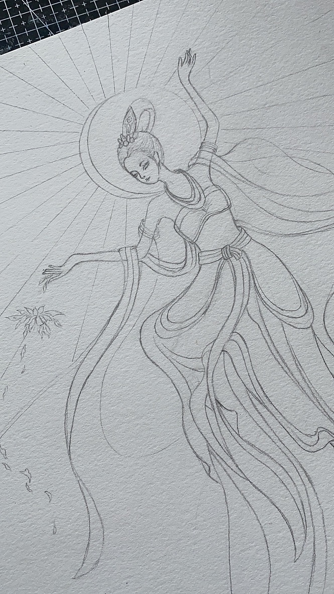 水彩丨敦煌飞天仙女_禹你-站酷zcool