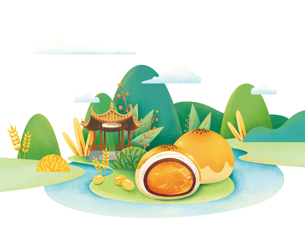 包装插图 | 中秋月饼蛋黄酥|插画|艺术插画|格文的林 - 原创作品