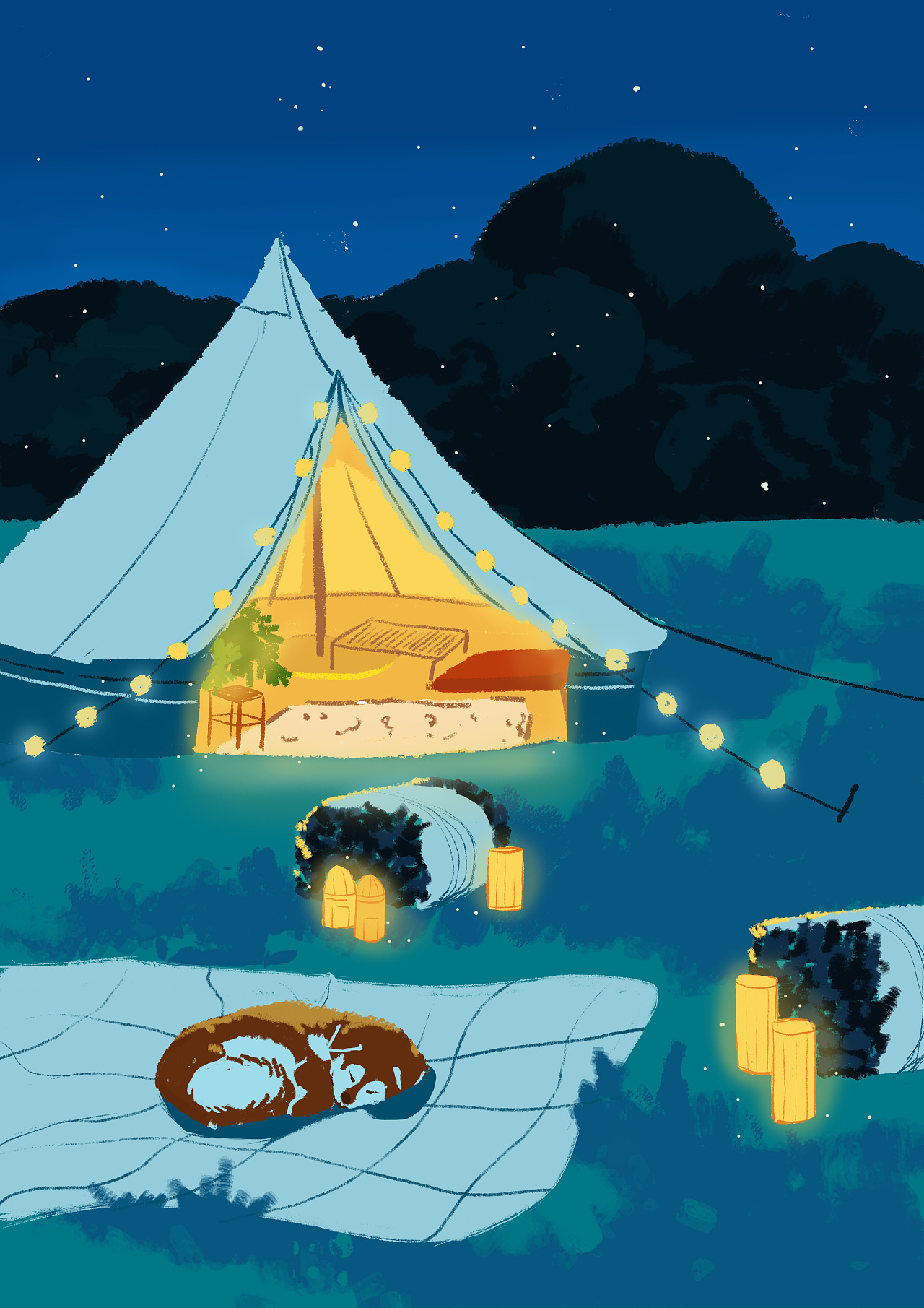 露营|插画|创作习作|束嘉 - 原创作品 - 站酷 (zcool)
