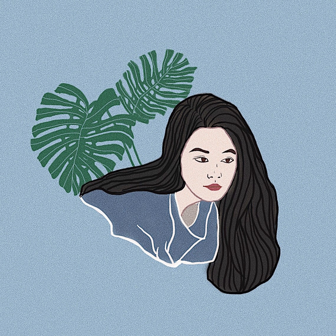 平面风人物头像手绘