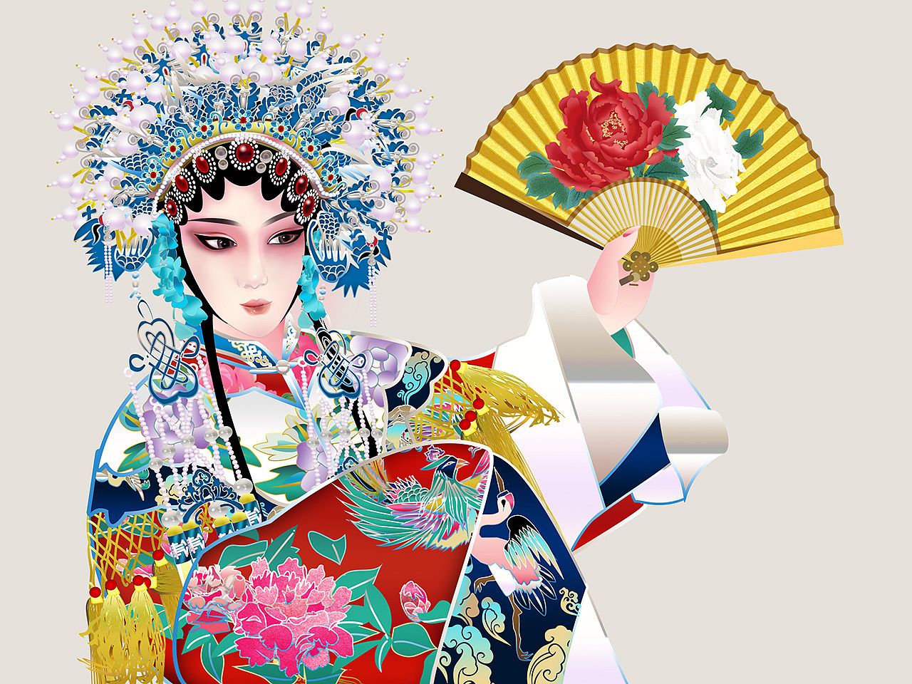 京剧《贵妃醉酒》矢量插画插图戏曲人物京剧手绘