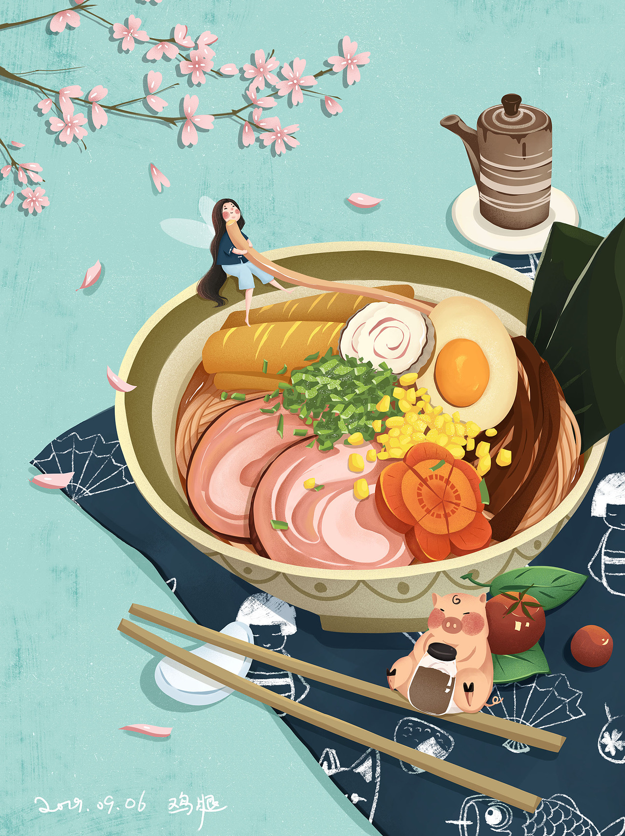 饿了 想吃面海口/插画师/4年前/333浏览鸡腿云