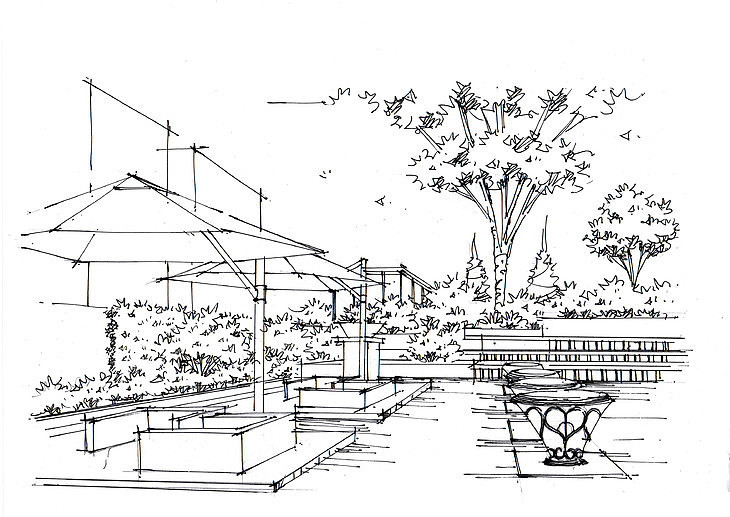 保利中央公园住宅景观作品临摹图