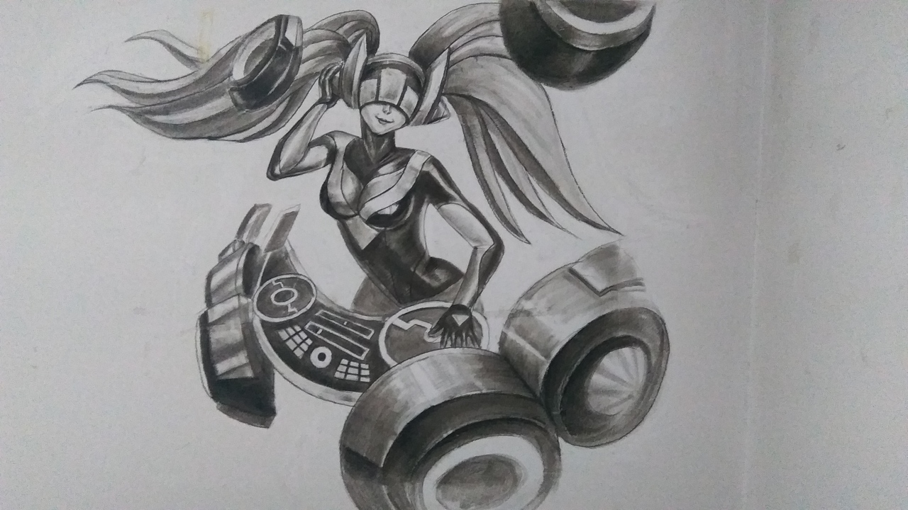 素描-琴女娑娜-墙上三画01|插画|游戏原画|乐享人生e1 - 临摹作品