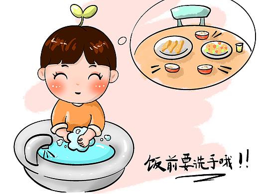 小朋友饭前洗手科普小图片