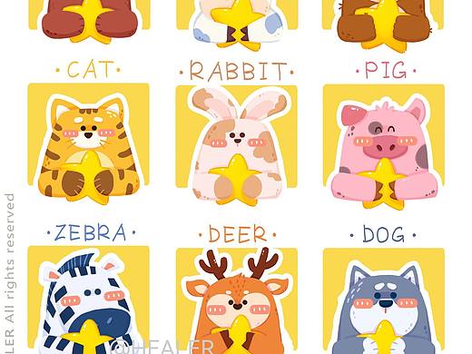 小动物插画 | 送你一颗幸运星呀（个人主页-ZNjUxNTA2MjA=） - 儿童插画 - 站酷设计师苹果喵Healer原创素材 - 站酷ZCOOL