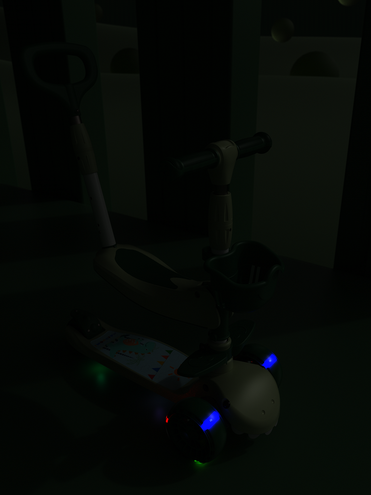 滑板车3D动画视频,滑行车3D展示视频