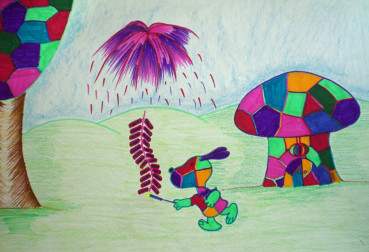 晨旭艺校超牛创意简笔画《过年了》